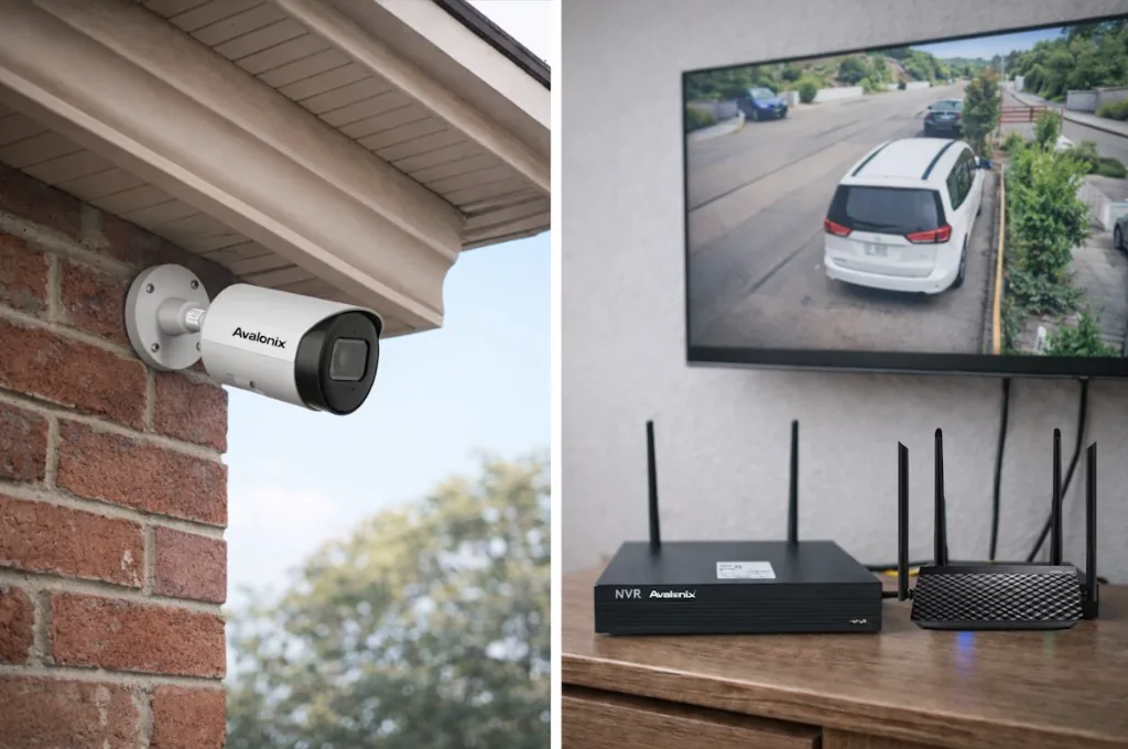 Illustrative photo of a CCTV monitoring system showing multiple camera views